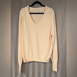 Dior Men's Light Cream V-Neck Sweater - Size XL